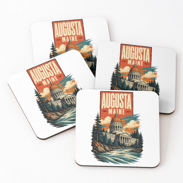 Item preview, Augusta, Maine, USA Vintage Travel Tourism Art designed and sold by TravelersGems.