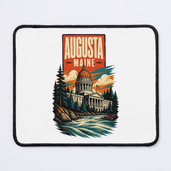 Item preview, Augusta, Maine, USA Vintage Travel Tourism Art designed and sold by TravelersGems.