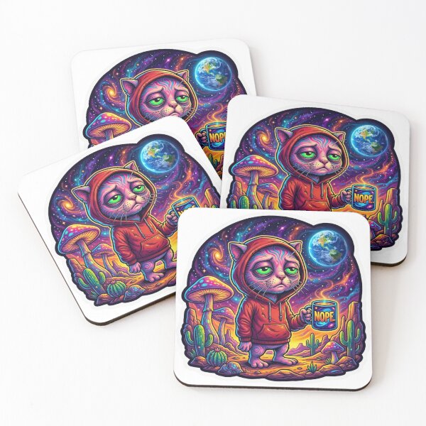 Item preview, Tired ET Cat Monday Nope Retro Sticker designed and sold by HAPPY HARBOR DESIGN .