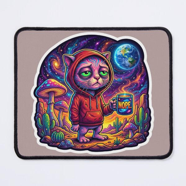 Item preview, Tired ET Cat Monday Nope Retro Sticker designed and sold by HAPPY HARBOR DESIGN .