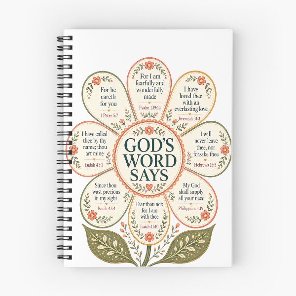 Item preview, God’s Word Says Eight KJV Bible Verses – Detailed Christian Floral Gift designed and sold by FaithThroughEverySeason.