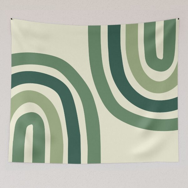 Item preview, Minimalist Boho Rainbow Abstract Art Pattern in Sage Green designed and sold by nineFlorals.