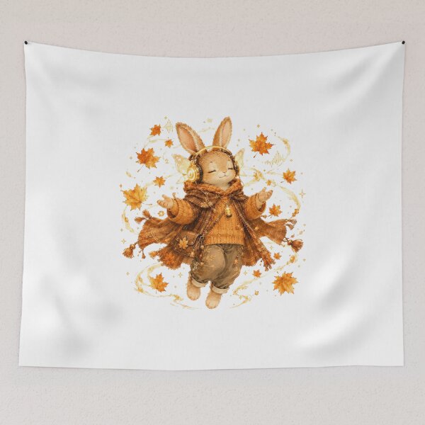 Item preview, Floating Bunny Listening To Music Steampunk Autumn Vibe designed and sold by AQUILAKREO.