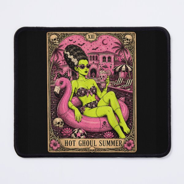 Item preview, Hot Ghoul Summer Gothic Monster Girl Flamingo Pool Halloween designed and sold by LittleNhutton.