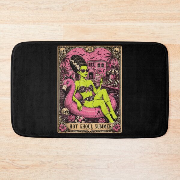 Item preview, Hot Ghoul Summer Gothic Monster Girl Flamingo Pool Halloween designed and sold by LittleNhutton.