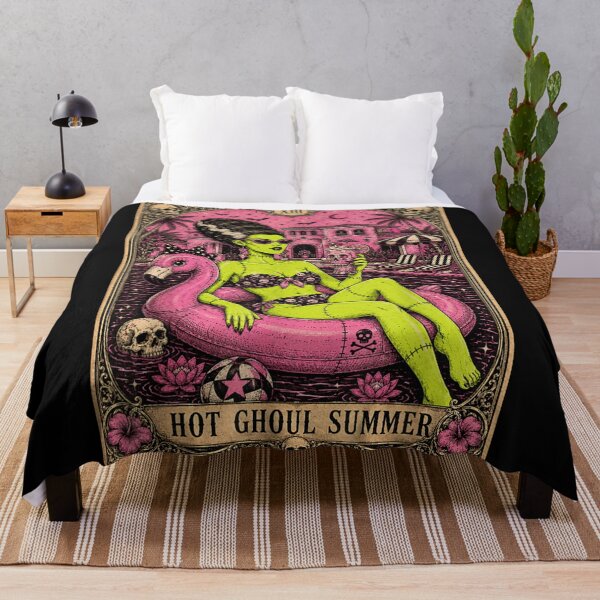 Item preview, Hot Ghoul Summer Gothic Monster Girl Flamingo Pool Halloween designed and sold by LittleNhutton.