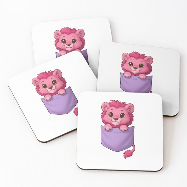 Item preview, Cute Pink Pocket Lion Cartoon designed and sold by ExploreAura Studio.