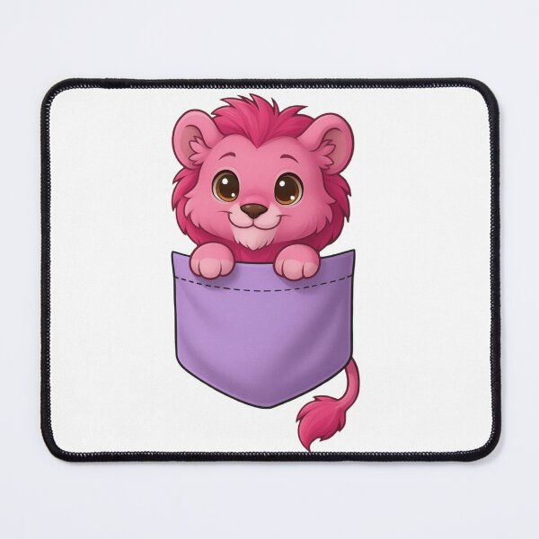 Item preview, Cute Pink Pocket Lion Cartoon designed and sold by ExploreAura Studio.