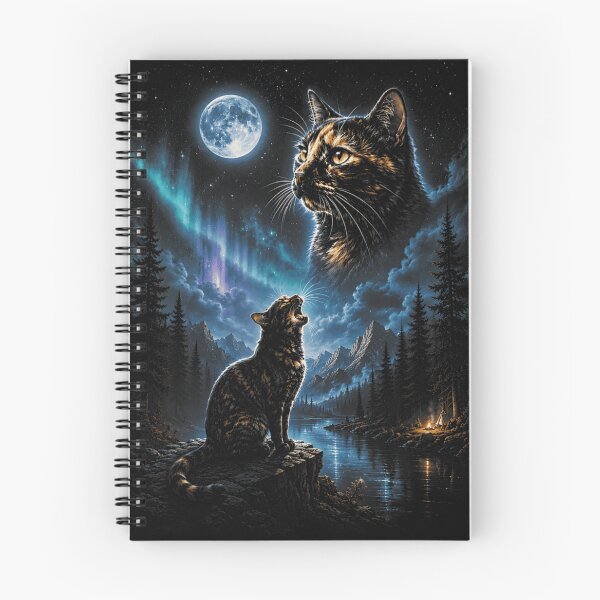Item preview, Moon Cat Aurora Borealis Night Sky Mystical Feline Nature designed and sold by LittleNhutton.
