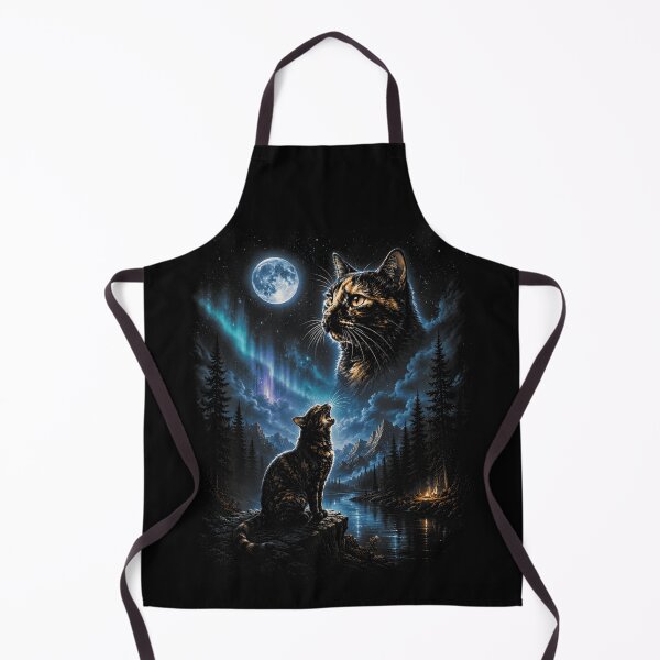 Item preview, Moon Cat Aurora Borealis Night Sky Mystical Feline Nature designed and sold by LittleNhutton.