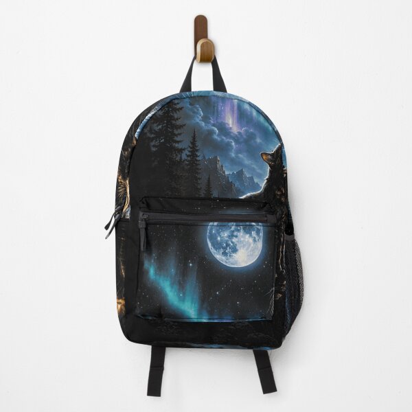 Item preview, Moon Cat Aurora Borealis Night Sky Mystical Feline Nature designed and sold by LittleNhutton.