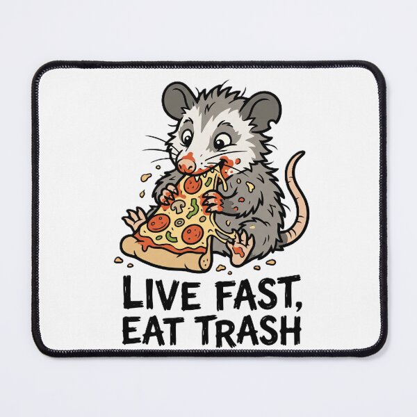 Item preview, Hungry opossum devours a pizza designed and sold by NbatsDesign.