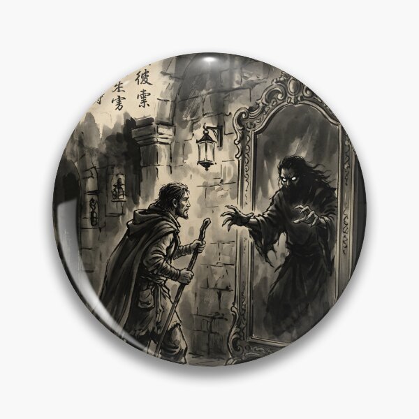 Item preview, The Western Mirror of the Doppelganger Sumi-e Ink Wash designed and sold by DuckOddity.