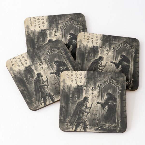 Item preview, The Western Mirror of the Doppelganger Sumi-e Ink Wash designed and sold by DuckOddity.