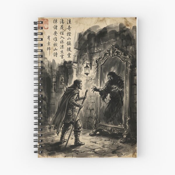 Item preview, The Western Mirror of the Doppelganger Sumi-e Ink Wash designed and sold by DuckOddity.
