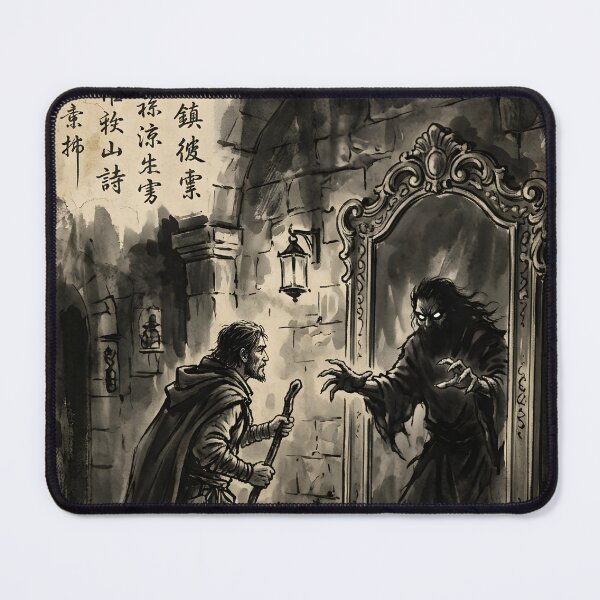 Item preview, The Western Mirror of the Doppelganger Sumi-e Ink Wash designed and sold by DuckOddity.