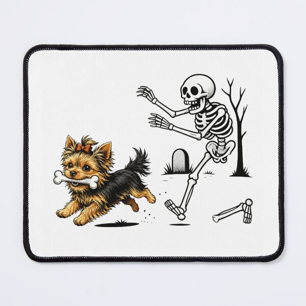 Item preview, Funny Skeleton Chasing Yorkshire Terrier Dog Halloween Bone designed and sold by HarinDonreka.