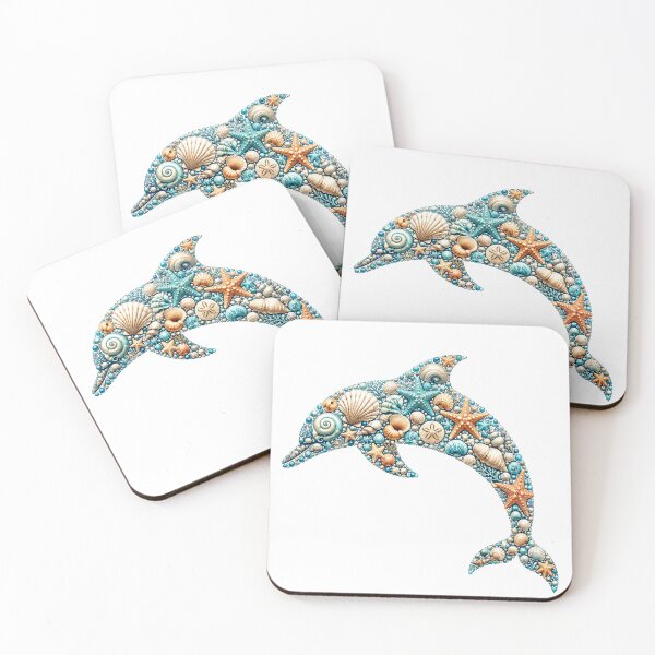 Item preview, Dolphin Silhouette Made of Seashells designed and sold by OTSC.