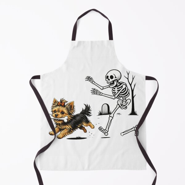 Item preview, Funny Skeleton Chasing Yorkshire Terrier Dog Halloween Bone designed and sold by HarinDonreka.