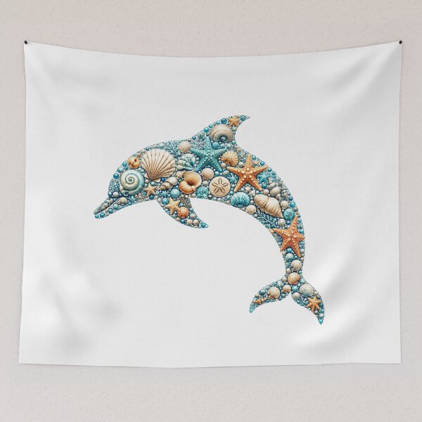 Item preview, Dolphin Silhouette Made of Seashells designed and sold by OTSC.