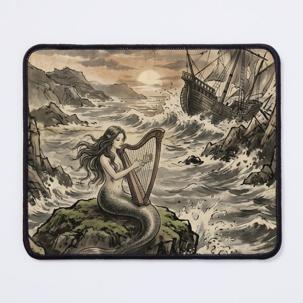 Item preview, The Siren’s Fatal Song Sumi-e Ink Wash designed and sold by DuckOddity.