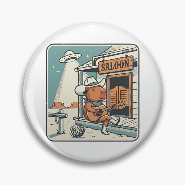 Item preview, Cute cowbot capybara, funny capybara. Western saloon humor with UFO designed and sold by WonderWaresGifts.