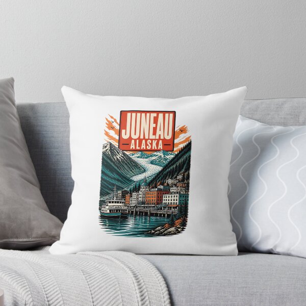 Item preview, Juneau, Alaska, USA Vintage Travel Tourism Art designed and sold by TravelersGems.
