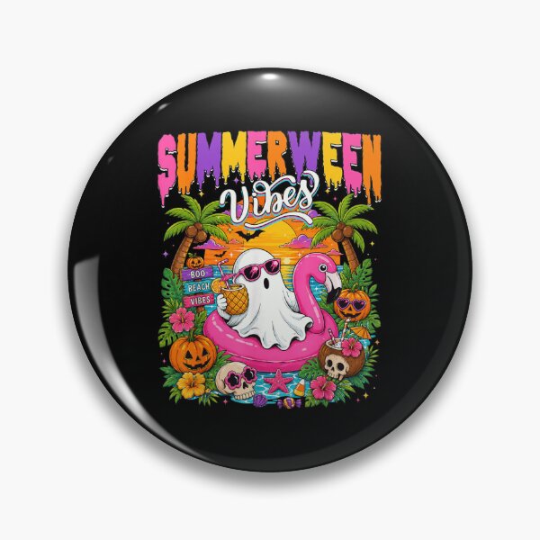 Item preview, Summerween Vibes Ghost Flamingo Float Tropical Halloween Beach Sunset designed and sold by HarinDonreka.