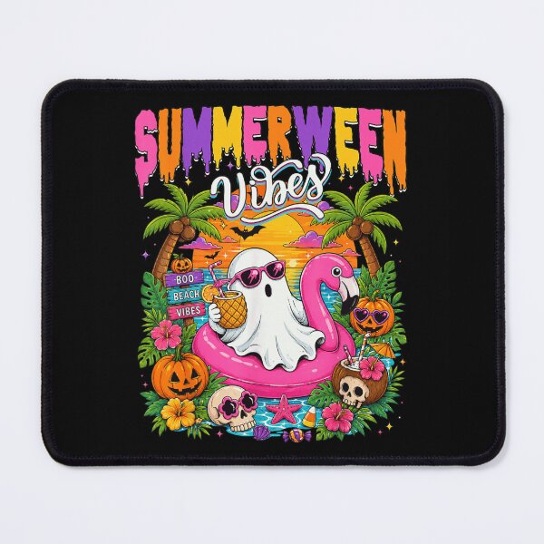 Item preview, Summerween Vibes Ghost Flamingo Float Tropical Halloween Beach Sunset designed and sold by HarinDonreka.