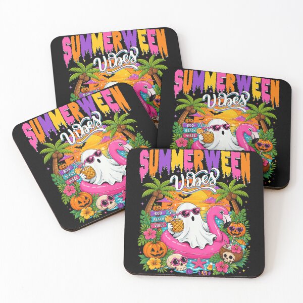 Item preview, Summerween Vibes Ghost Flamingo Float Tropical Halloween Beach Sunset designed and sold by HarinDonreka.