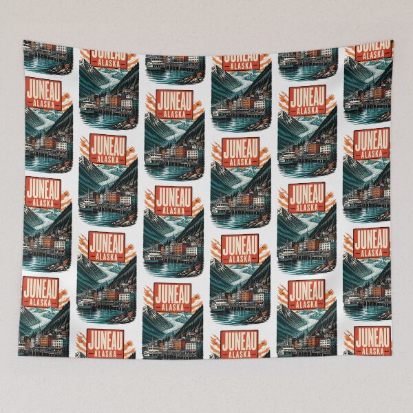Item preview, Juneau, Alaska, USA Vintage Travel Tourism Art designed and sold by TravelersGems.