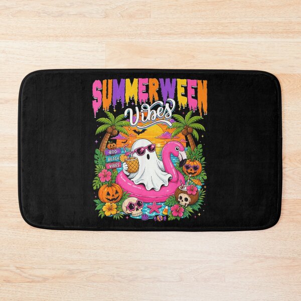 Item preview, Summerween Vibes Ghost Flamingo Float Tropical Halloween Beach Sunset designed and sold by HarinDonreka.