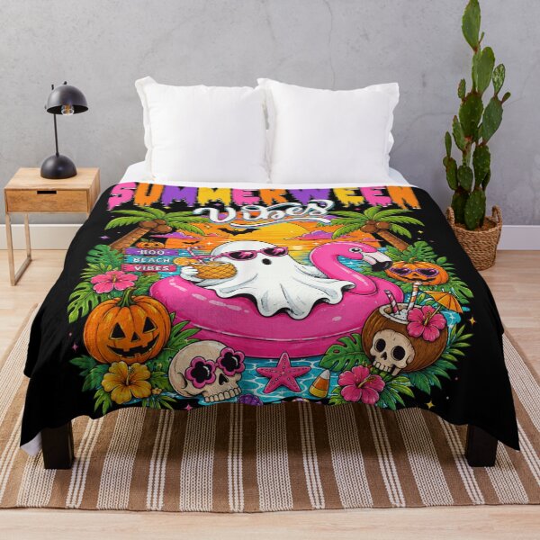 Item preview, Summerween Vibes Ghost Flamingo Float Tropical Halloween Beach Sunset designed and sold by HarinDonreka.