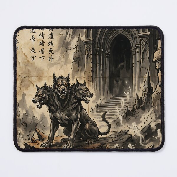 Item preview, Cerberus, Guardian of the Underworld Sumi-e Ink Wash designed and sold by DuckOddity.