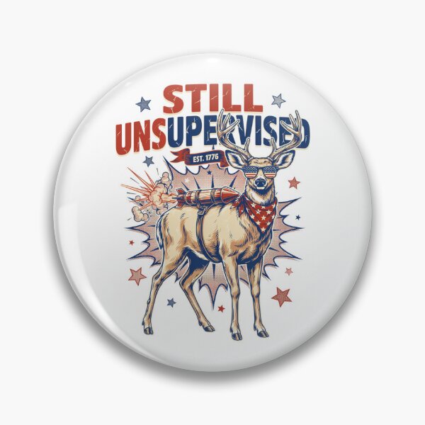 Item preview, Still Unsupervised Patriotic Deer Rocket Est 1776 Tee v2 designed and sold by DarylWelsh2024.
