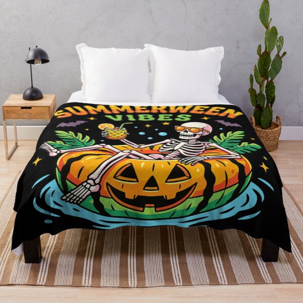 Item preview, Summerween Vibes Skeleton Pool Float Tropical Halloween Beach Party designed and sold by HarinDonreka.
