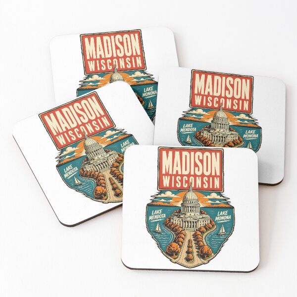 Item preview, Madison, Wisconsin, USA Vintage Travel Tourism Art designed and sold by TravelersGems.