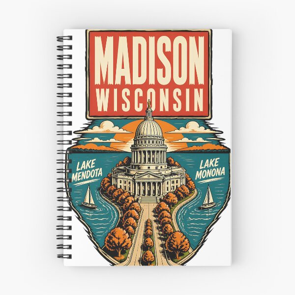 Item preview, Madison, Wisconsin, USA Vintage Travel Tourism Art designed and sold by TravelersGems.