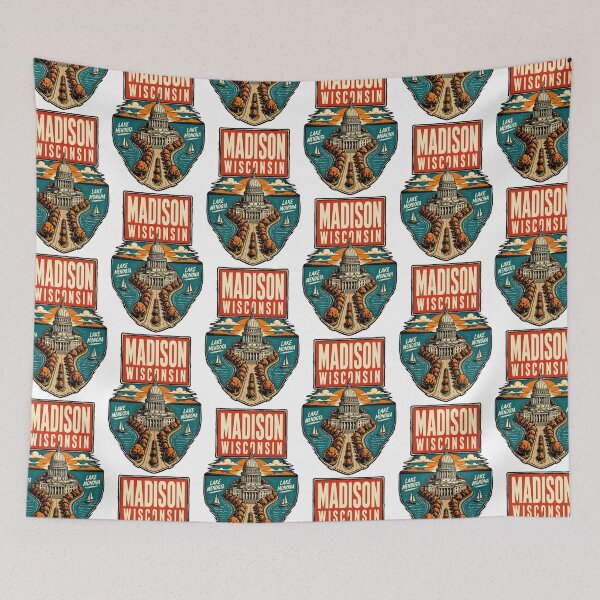 Item preview, Madison, Wisconsin, USA Vintage Travel Tourism Art designed and sold by TravelersGems.