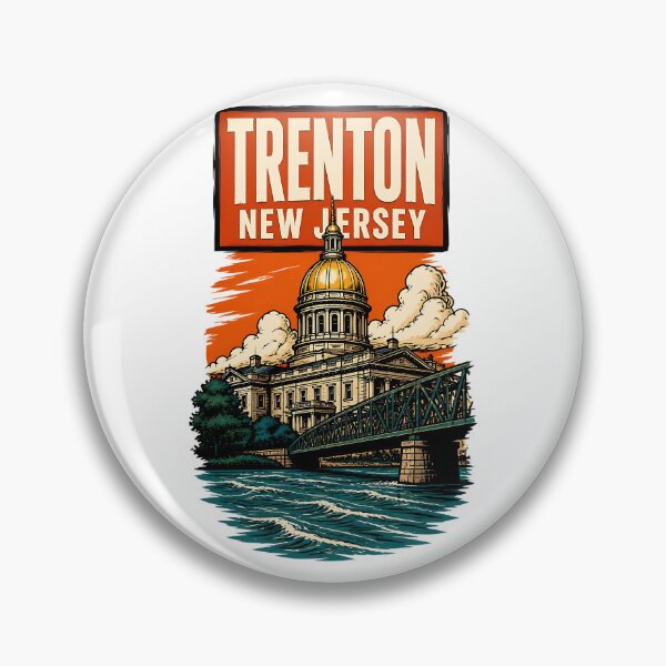 Item preview, Trenton, New Jersey, USA Vintage Travel Tourism Art designed and sold by TravelersGems.