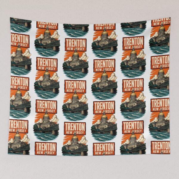 Item preview, Trenton, New Jersey, USA Vintage Travel Tourism Art designed and sold by TravelersGems.