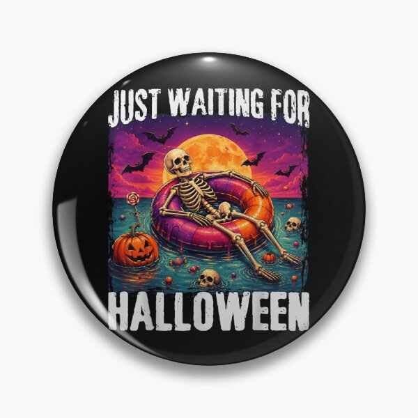 Item preview, Just Waiting For Halloween Skeleton Floating Pumpkin Spooky Summer Vacation designed and sold by HarinDonreka.