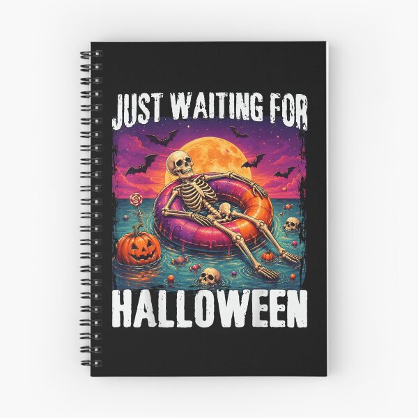 Item preview, Just Waiting For Halloween Skeleton Floating Pumpkin Spooky Summer Vacation designed and sold by HarinDonreka.