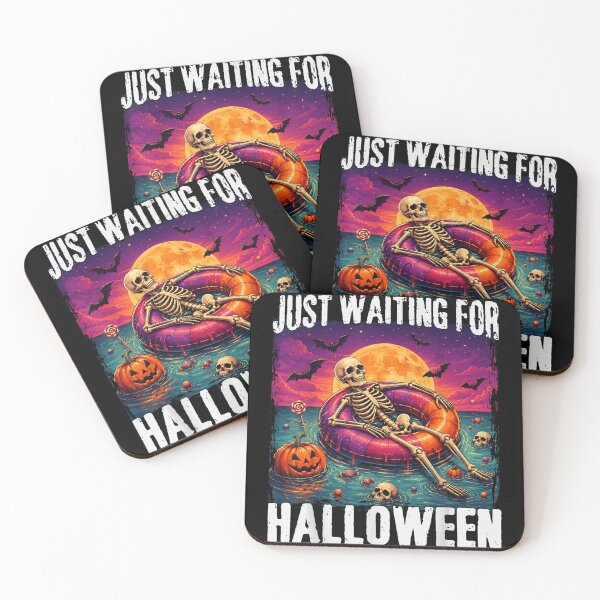 Item preview, Just Waiting For Halloween Skeleton Floating Pumpkin Spooky Summer Vacation designed and sold by HarinDonreka.