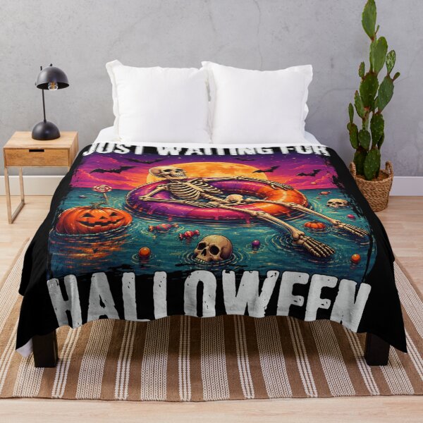 Item preview, Just Waiting For Halloween Skeleton Floating Pumpkin Spooky Summer Vacation designed and sold by HarinDonreka.
