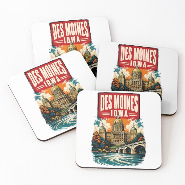 Item preview, Des Moines, Iowa, USA Vintage Travel Tourism Art designed and sold by TravelersGems.
