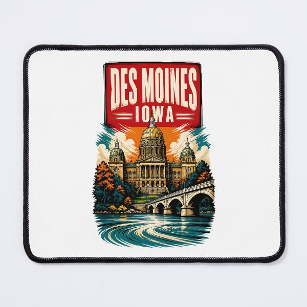 Item preview, Des Moines, Iowa, USA Vintage Travel Tourism Art designed and sold by TravelersGems.