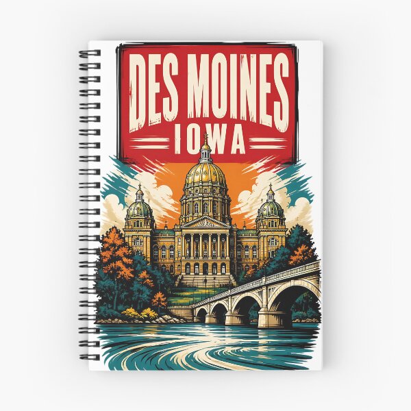 Item preview, Des Moines, Iowa, USA Vintage Travel Tourism Art designed and sold by TravelersGems.