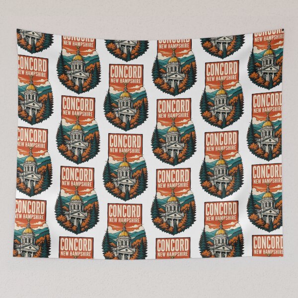Item preview, Concord, New Hampshire, USA Vintage Travel Tourism Art designed and sold by TravelersGems.