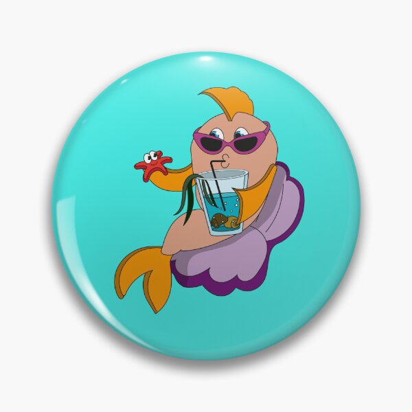 Item preview, Funny Fish on Vacation Drinking Cocktail in a Seashell designed and sold by AnnaDesertArt.